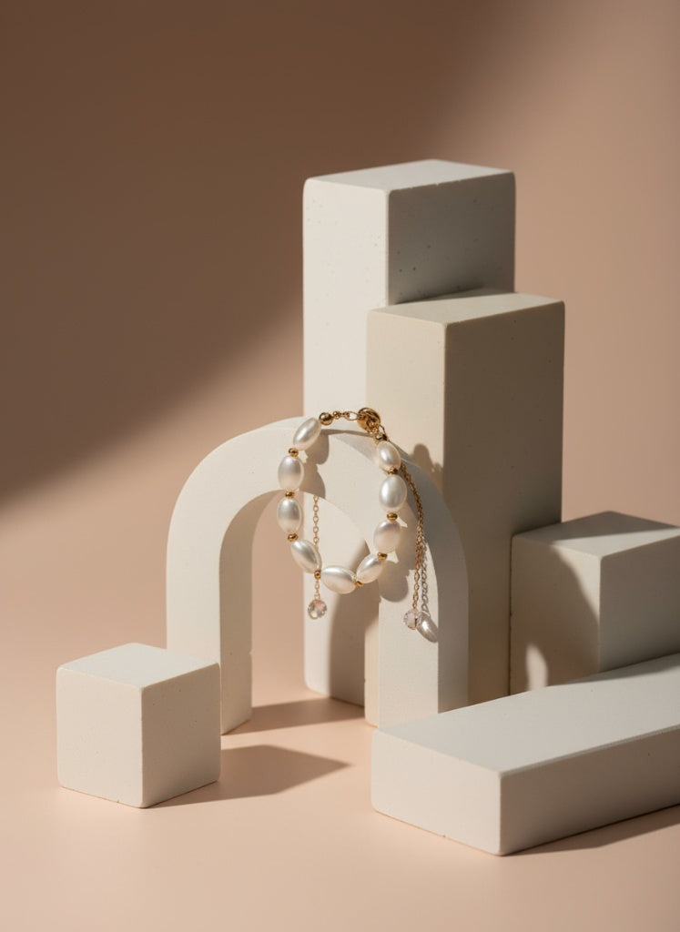 Pearl & Crystal Chain Dangle Bracelet