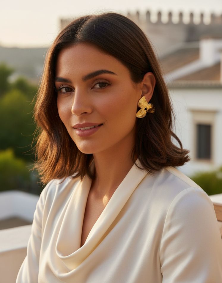 Striped Shell Gold Studs