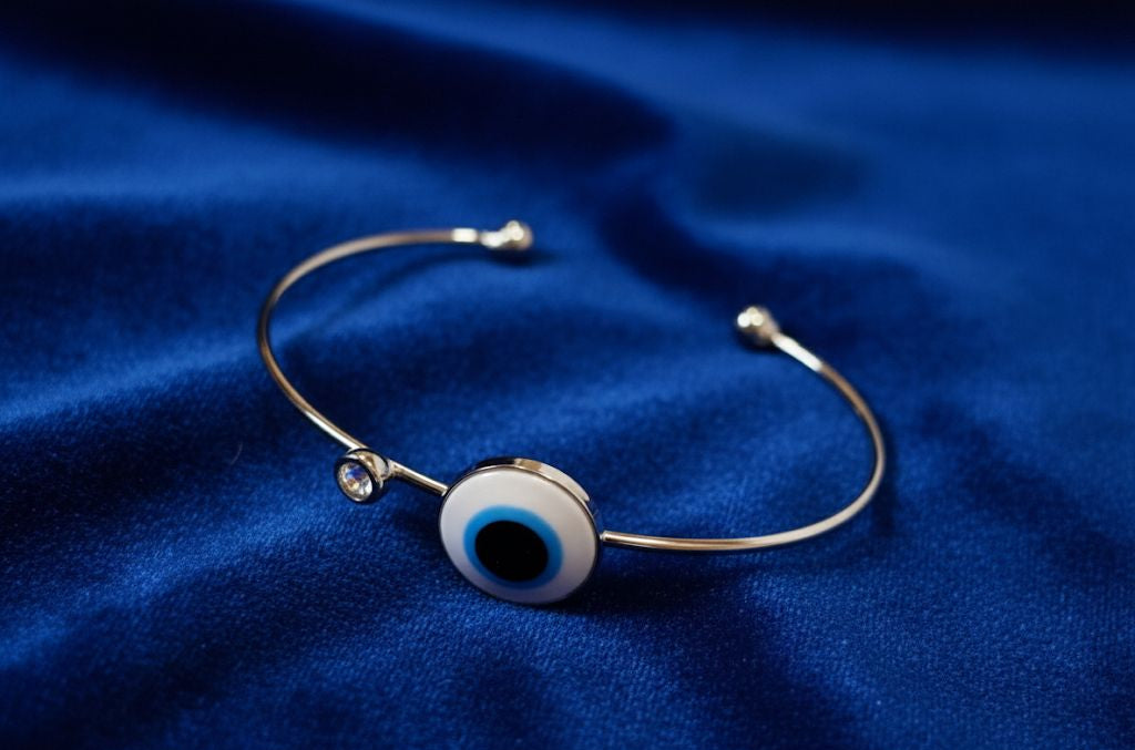 Silver Evil Eye Bangle