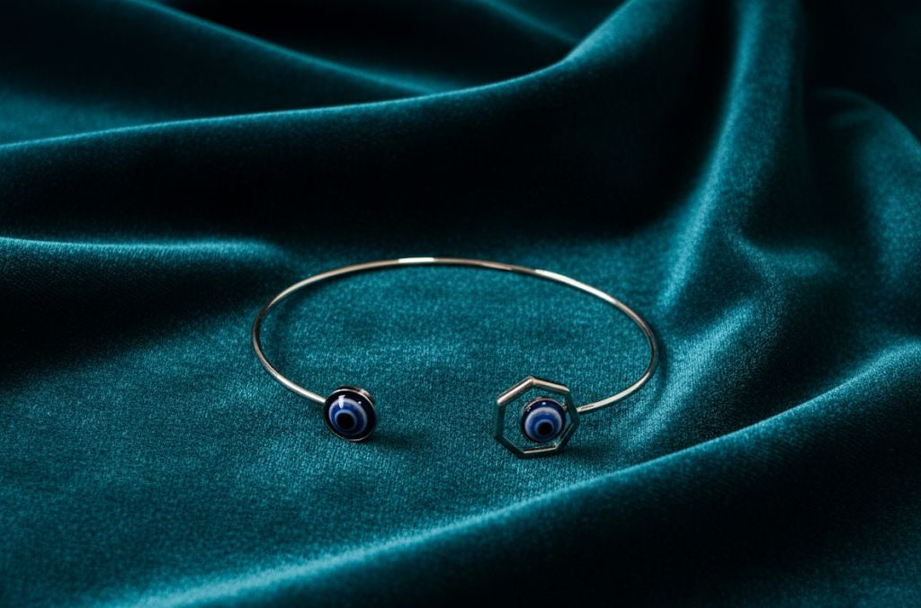 Hexa Evil Eye Open Bangle