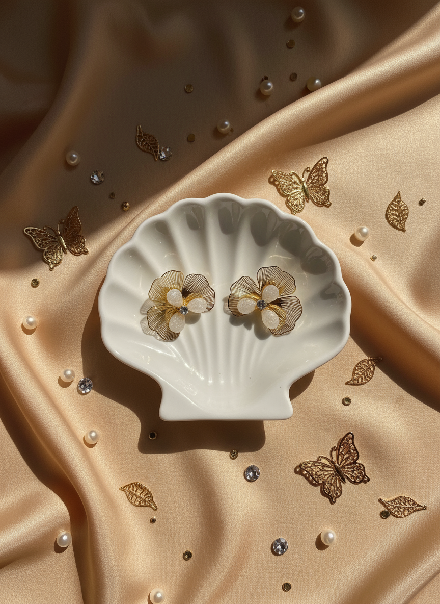 Golden Radiance Flower Studs
