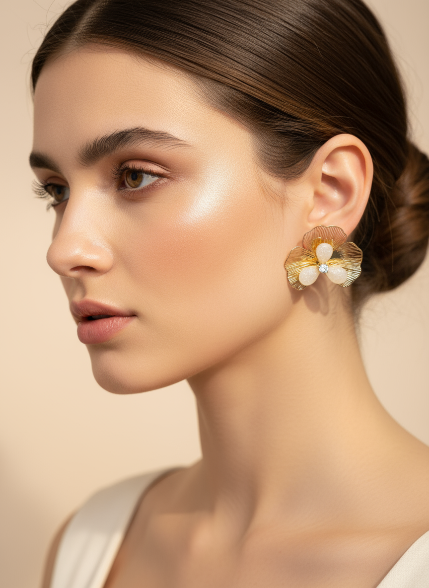 Golden Radiance Flower Studs