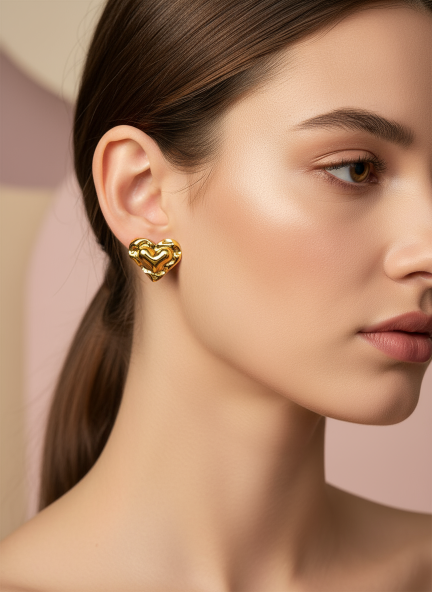 Chunky Textured Heart Earrings