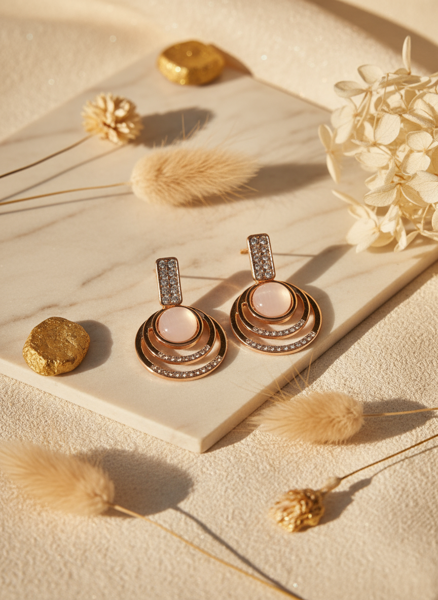 The "Rose Gold Aura" Drop Earrings