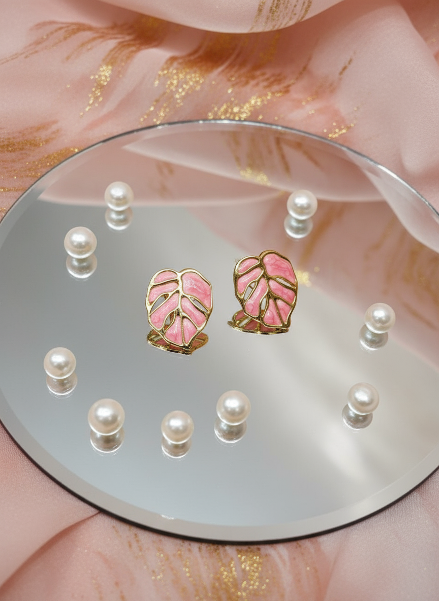 Enamel Leaf Earrings