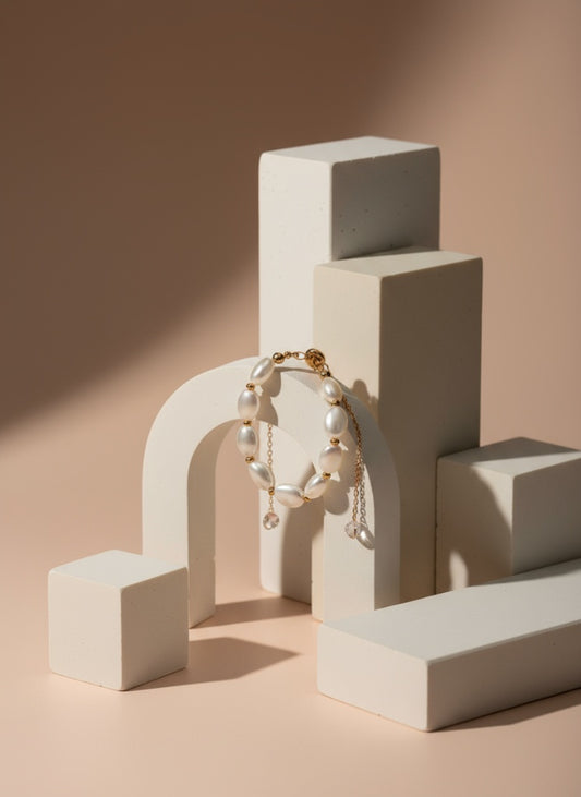 Pearl & Crystal Chain Dangle Bracelet