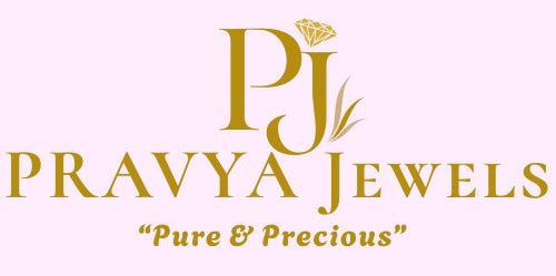 Pravya Jewels logo with gold text on a white background