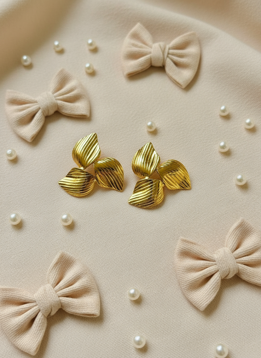 Striped Shell Gold Studs