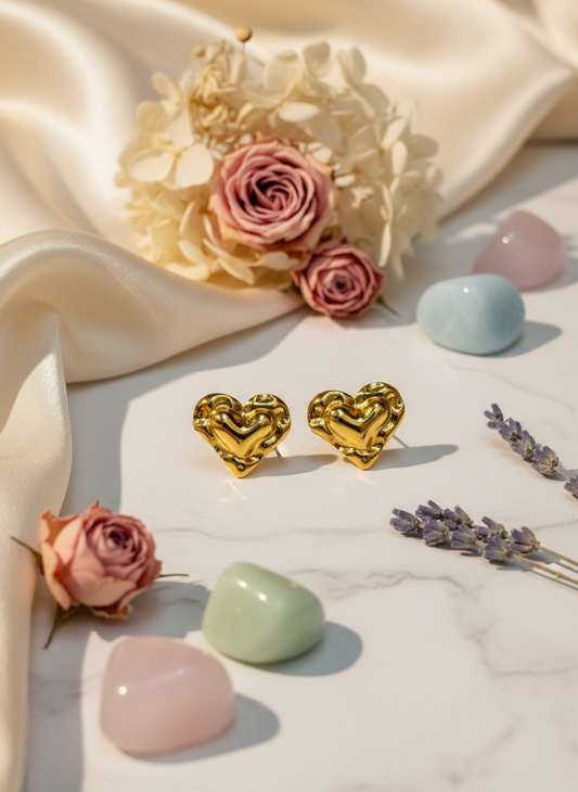 Chunky Textured Heart Earrings