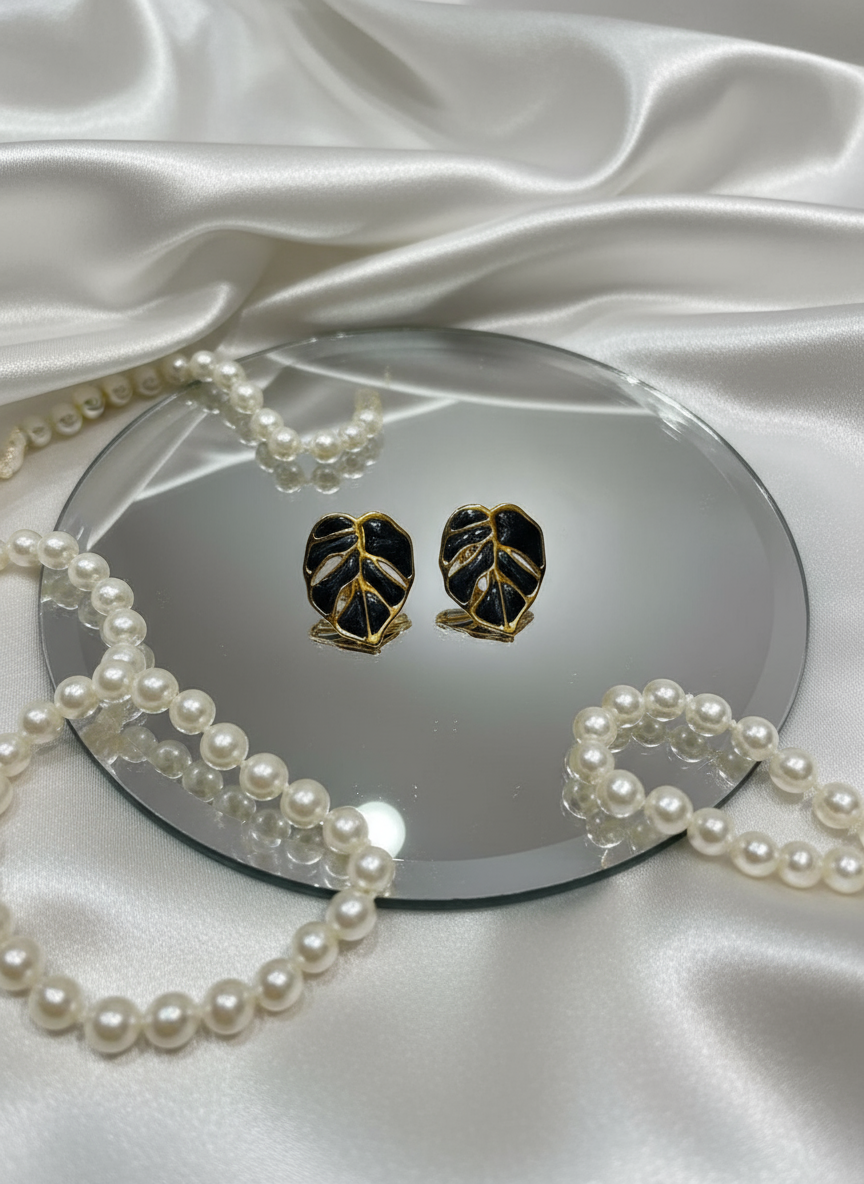 Enamel Leaf Earrings