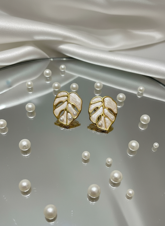 Enamel Leaf Earrings